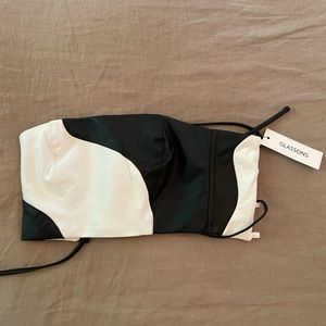 Glassons Strapless Faux Leather Crop Top